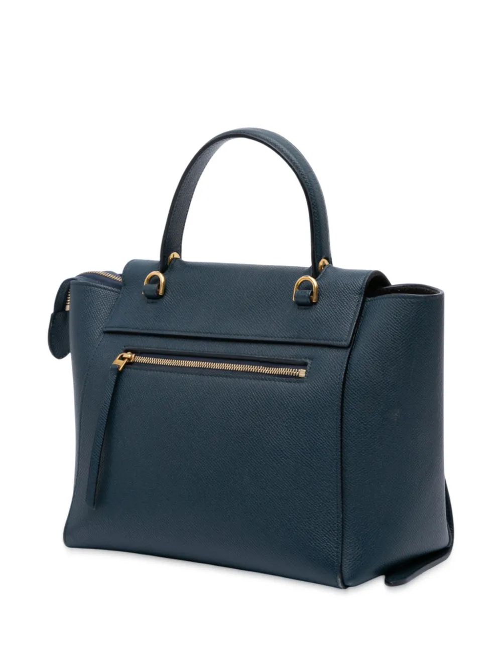 Pre-owned Celine 2017 Mini Grained Calfskin Belt Bag Satchel In Blue
