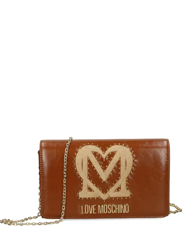 Love Moschino スタッズ チェーン ショルダーバッグ | ブラウン 