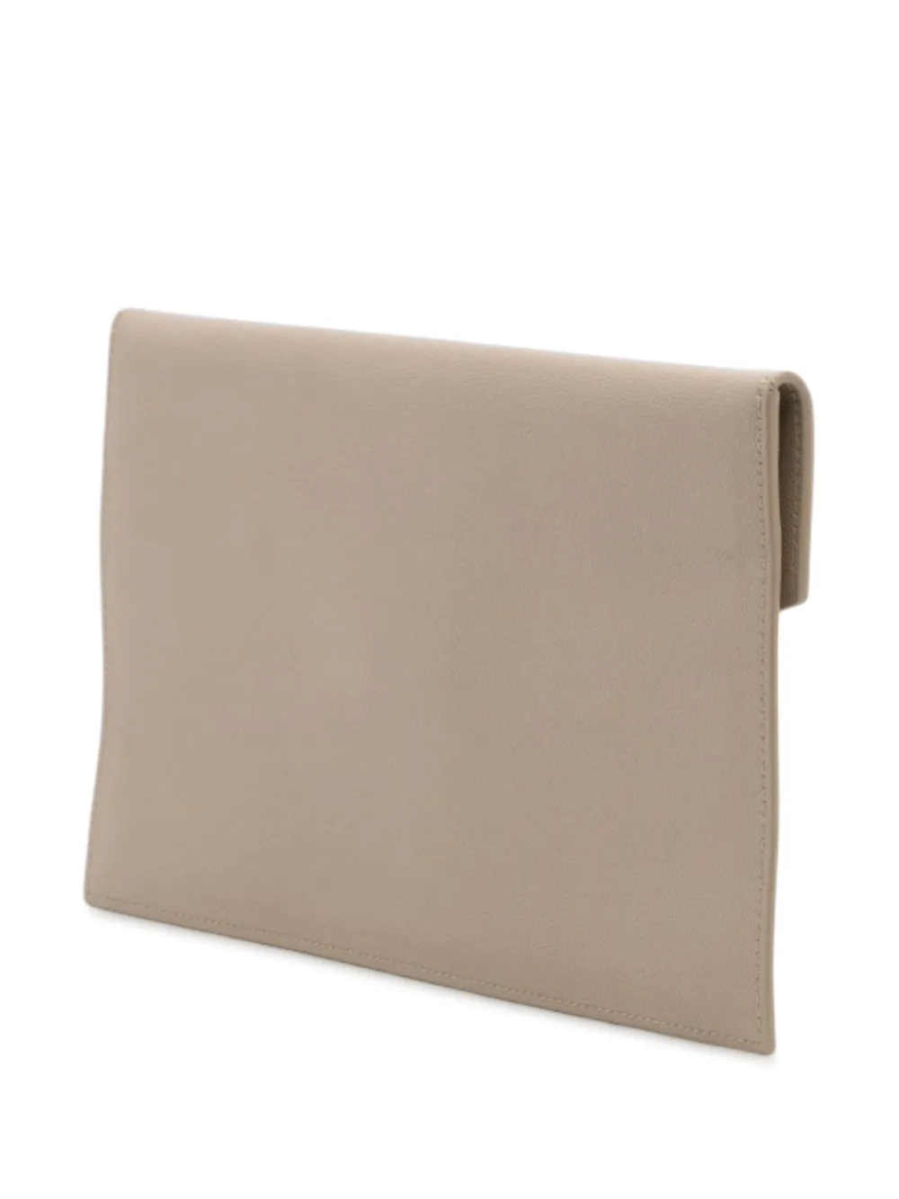 SAINT LAURENT Pre-owned 2020 Grain De Poudre Uptown Pouch Clutch Bag In Brown