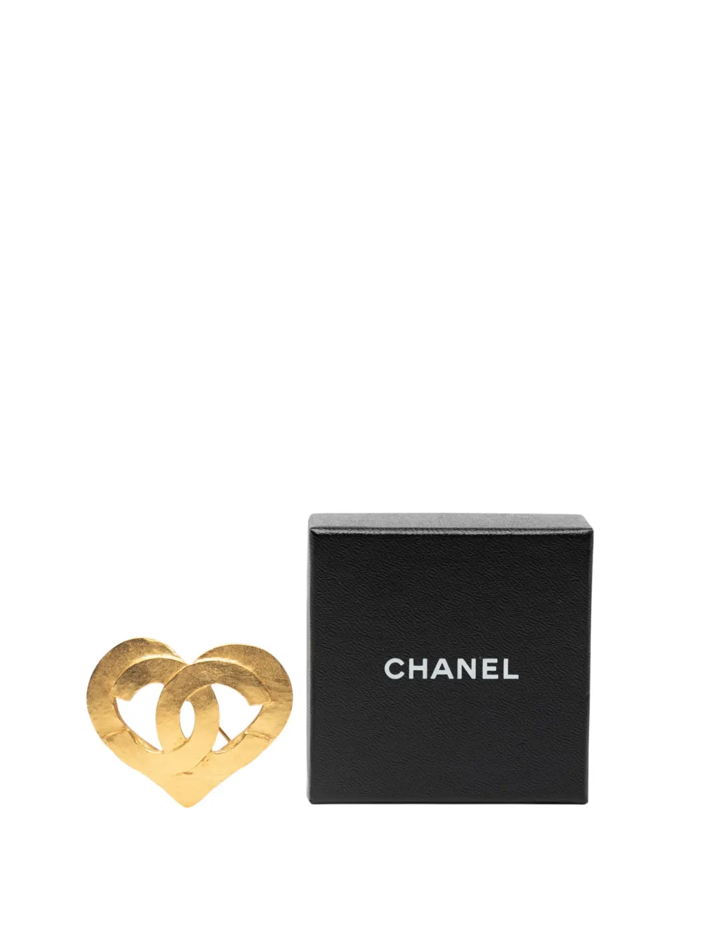 Pre-owned Chanel 1995 Gold Plated Cc Heart Brooch Costume Brooch