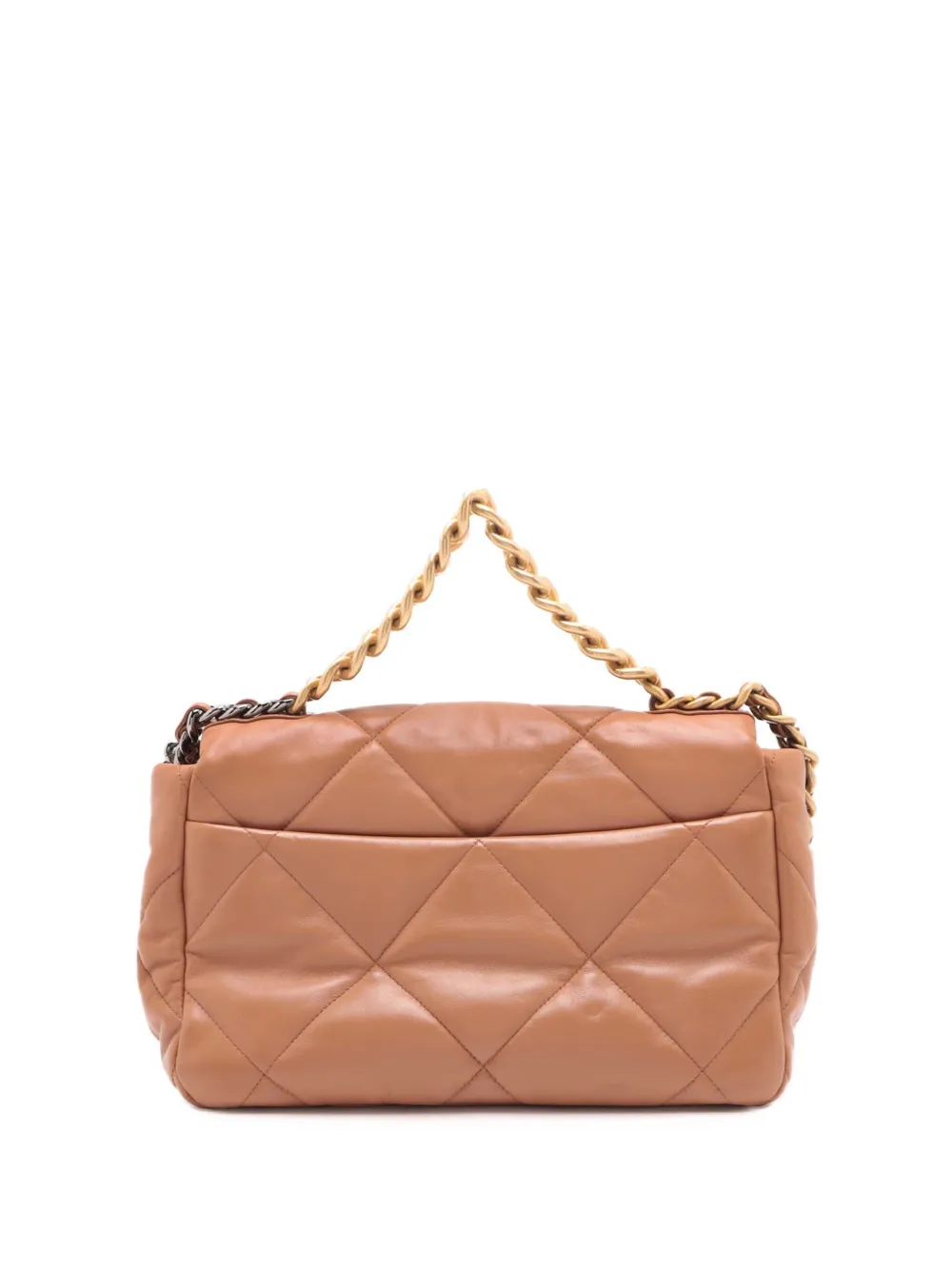 Pre-owned Chanel 2021-2025 Large Lambskin 19 Flap Satchel In Brown