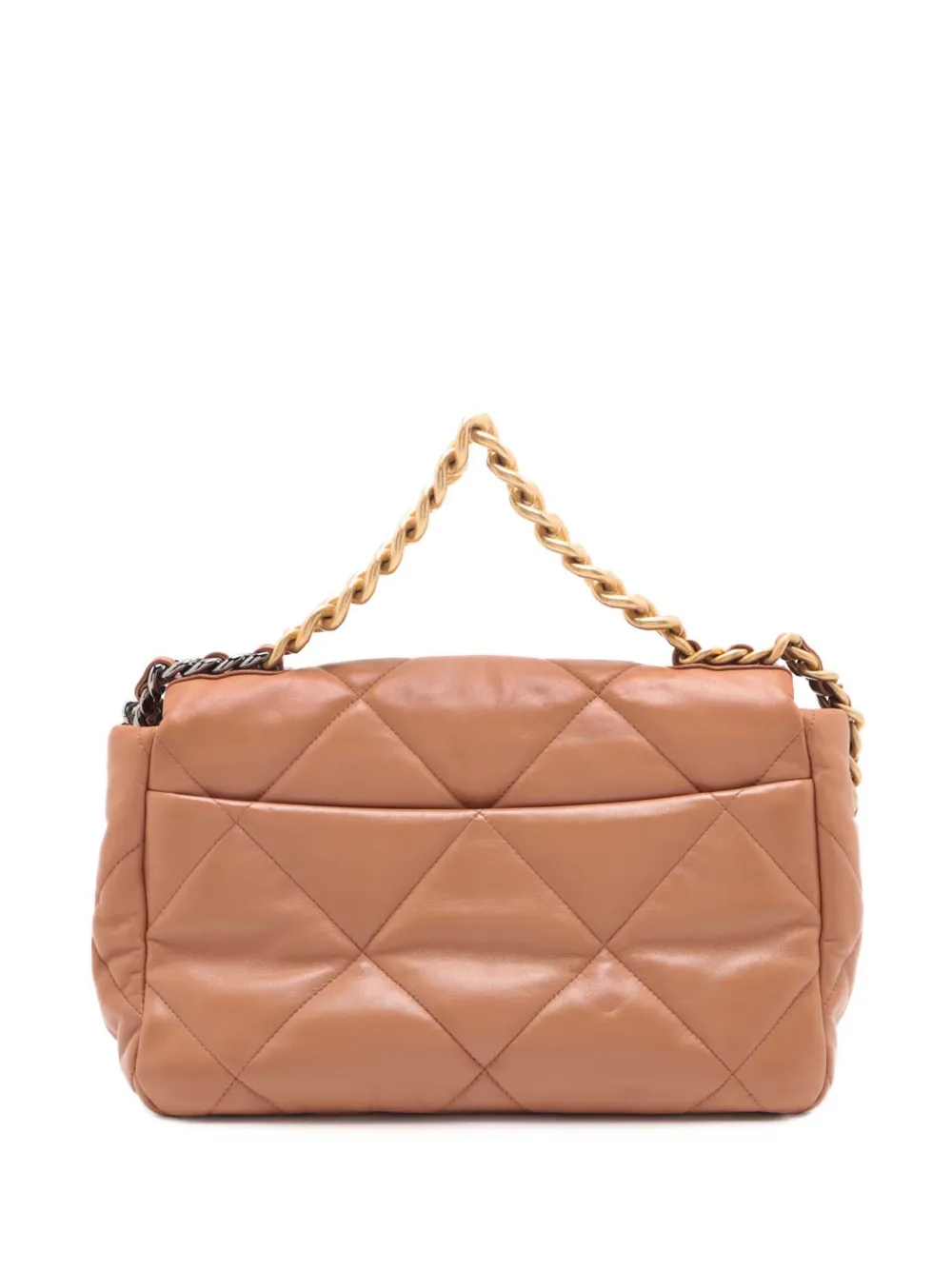 CHANEL Pre-Owned 2021-2025 ラージ ラムスキン 19 フラップ サッチェルバッグ - ブラウン