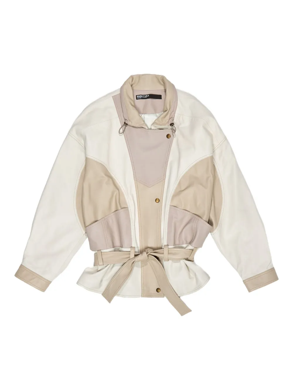 Bimba Y Lola Panelled Leather Jacket In Neutral