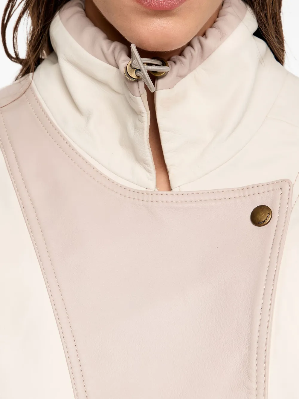 Bimba Y Lola Panelled Leather Jacket In Neutral