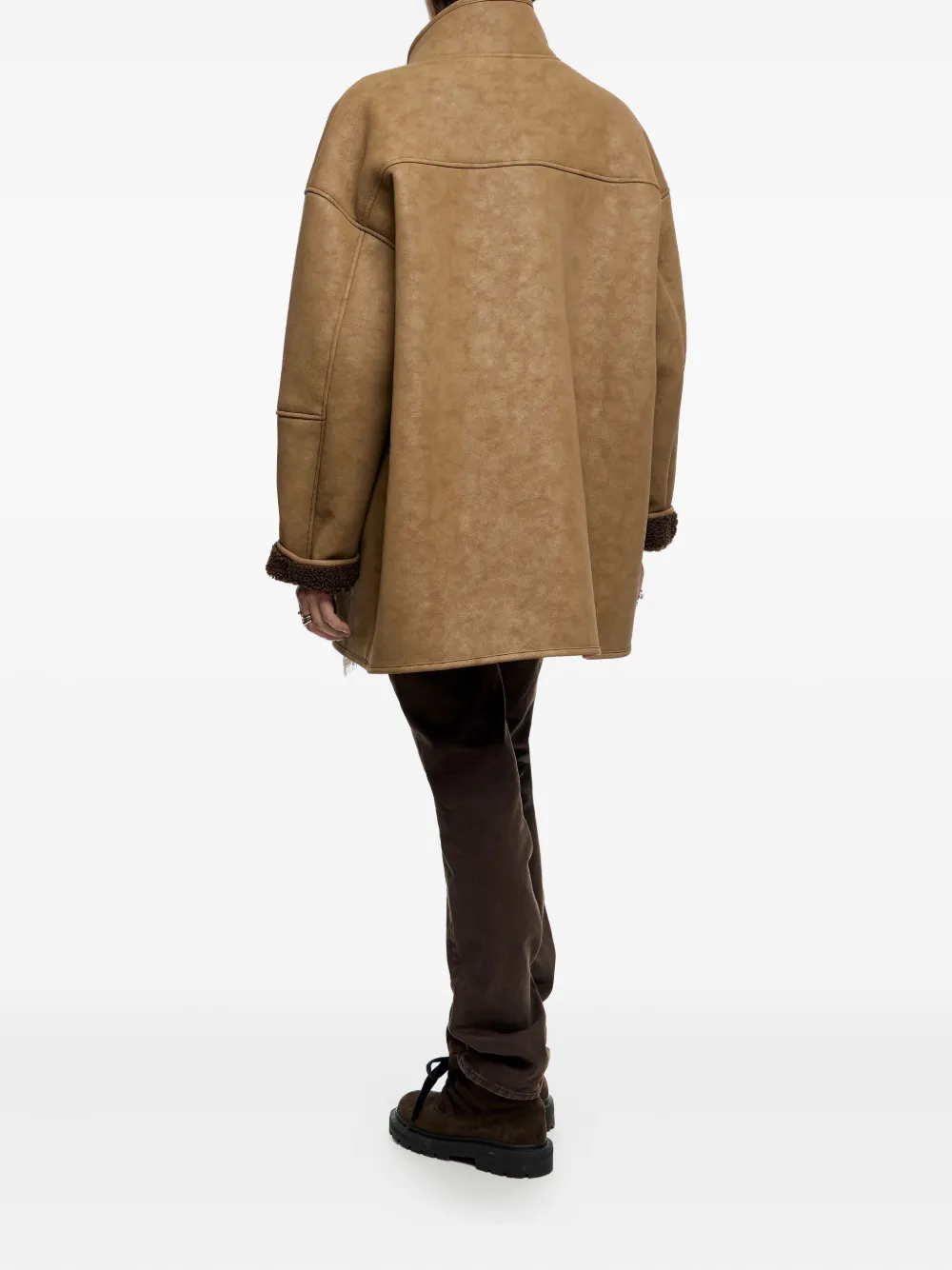 Bimba Y Lola Buttoned Collar Coat In Brown
