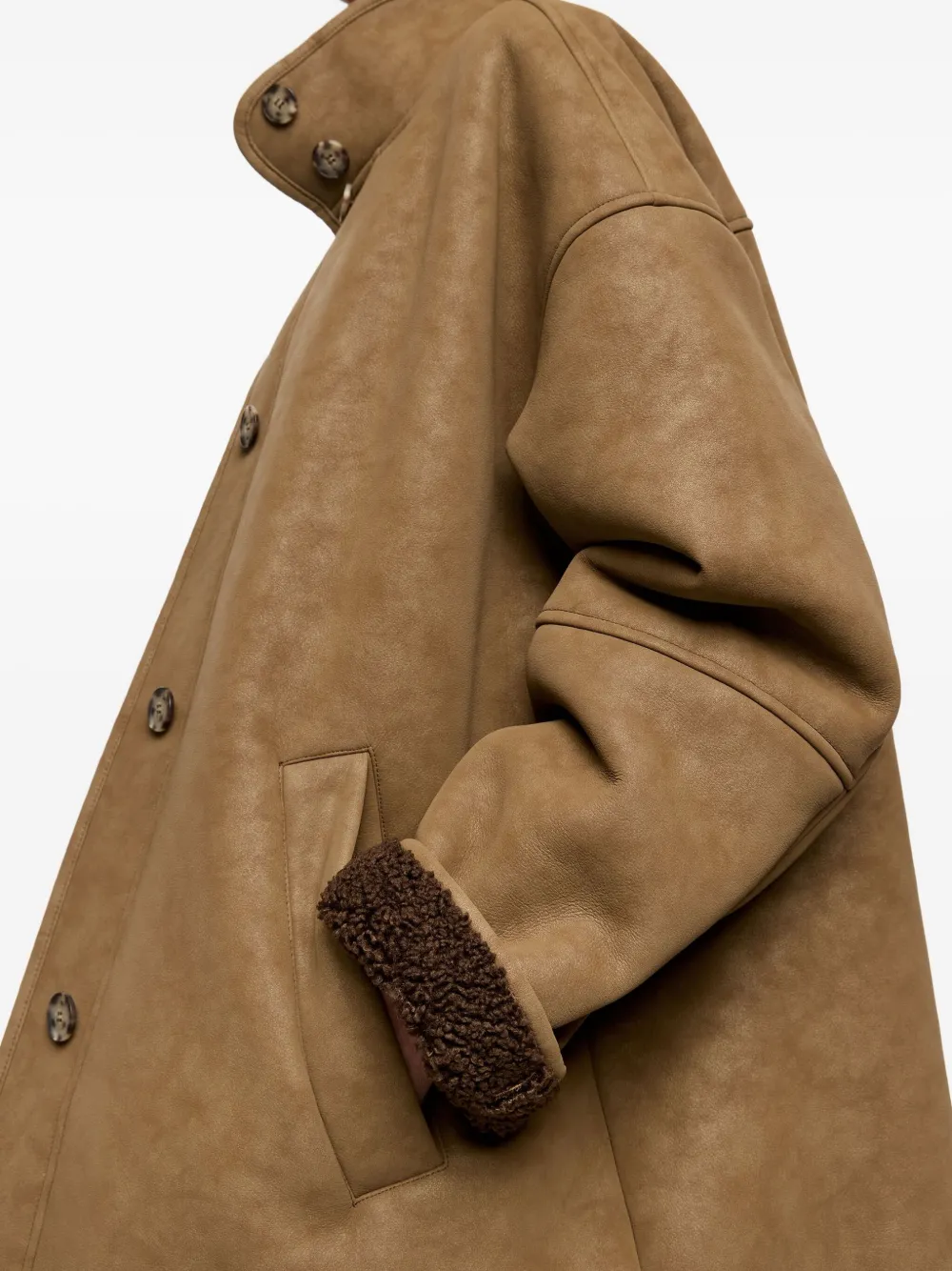 Bimba Y Lola Buttoned Collar Coat In Brown