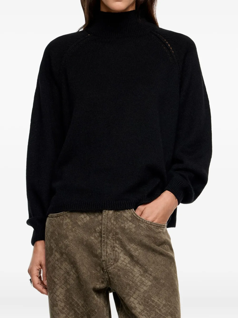Bimba Y Lola High-neck Openwork Sweater In Black
