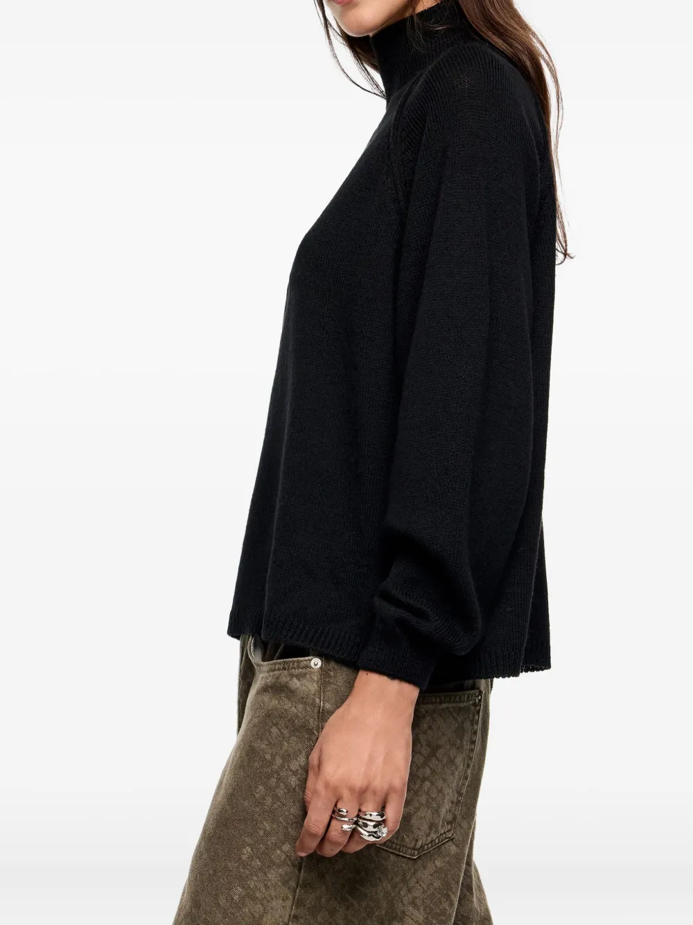 Bimba Y Lola High-neck Openwork Sweater In Black