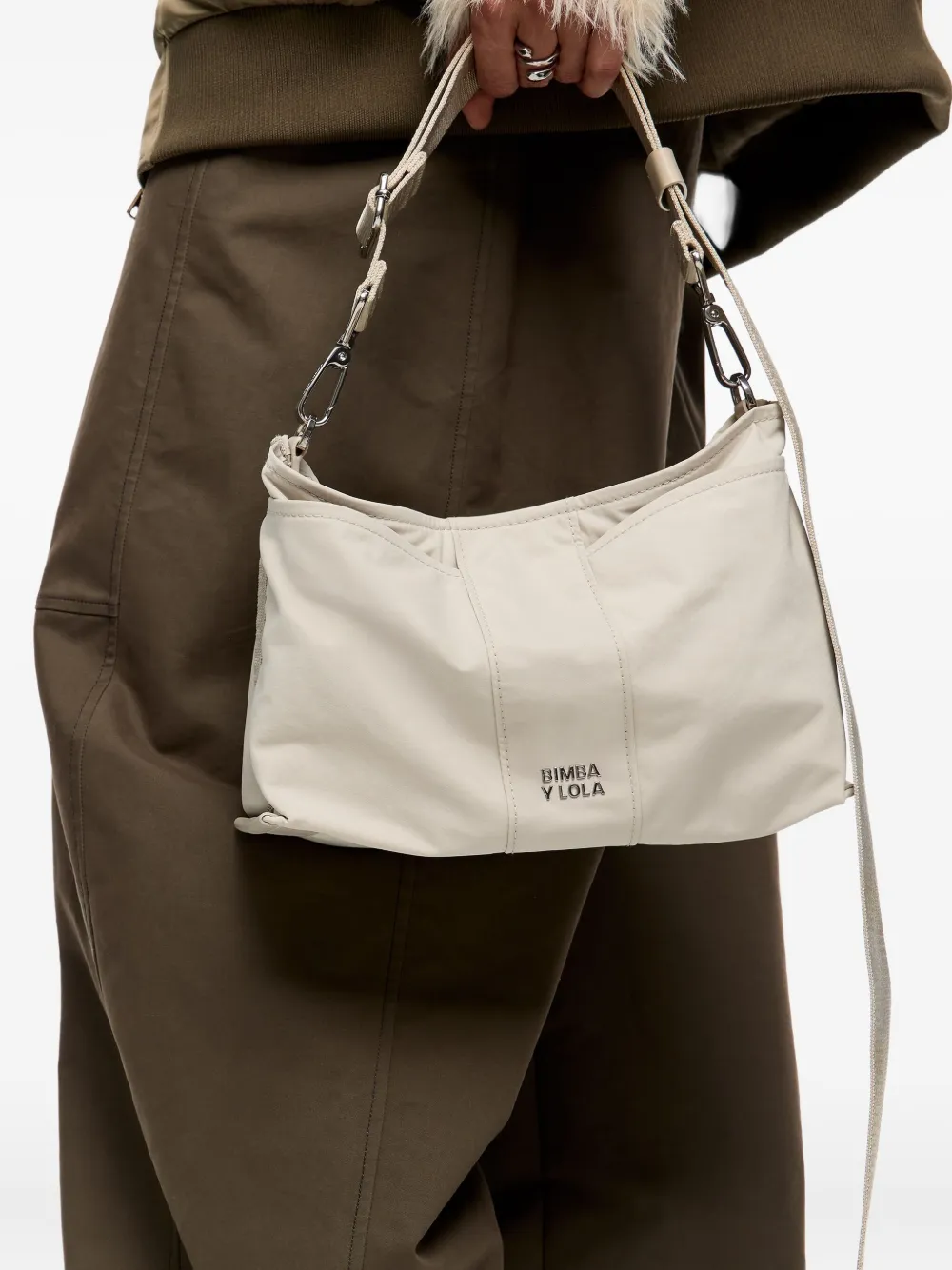 Bimba Y Lola Logo Shoulder Bag In Neutral