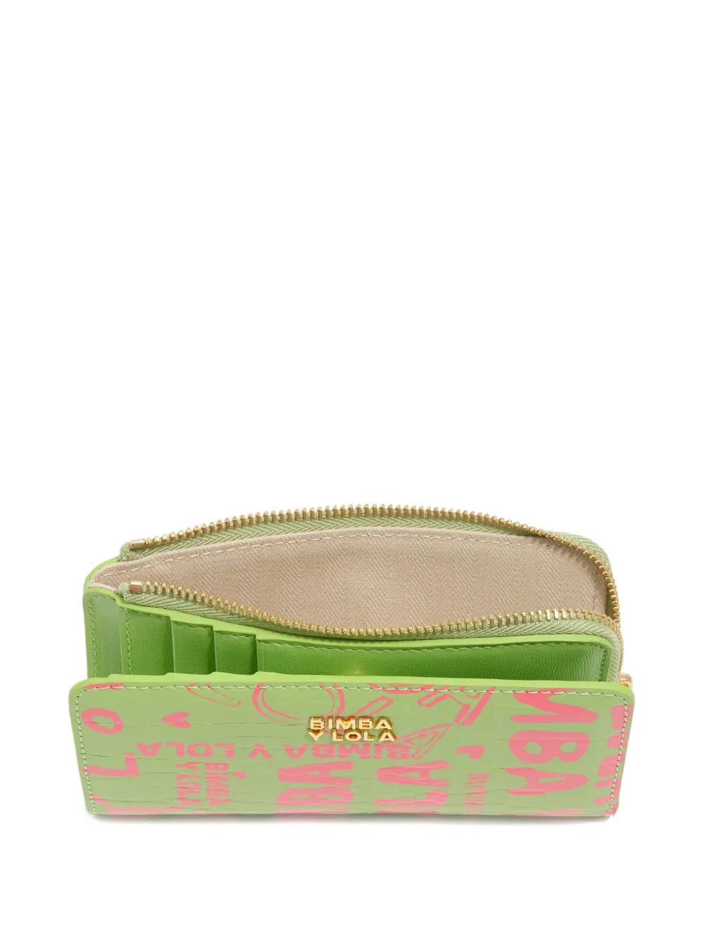 Bimba Y Lola Zip Print Wallet In Green