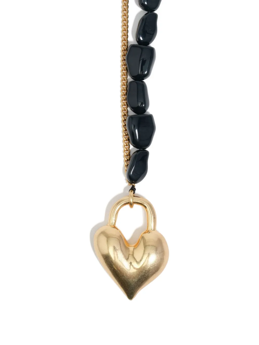 Bimba Y Lola Heart-pendant Beaded Necklace In Gold