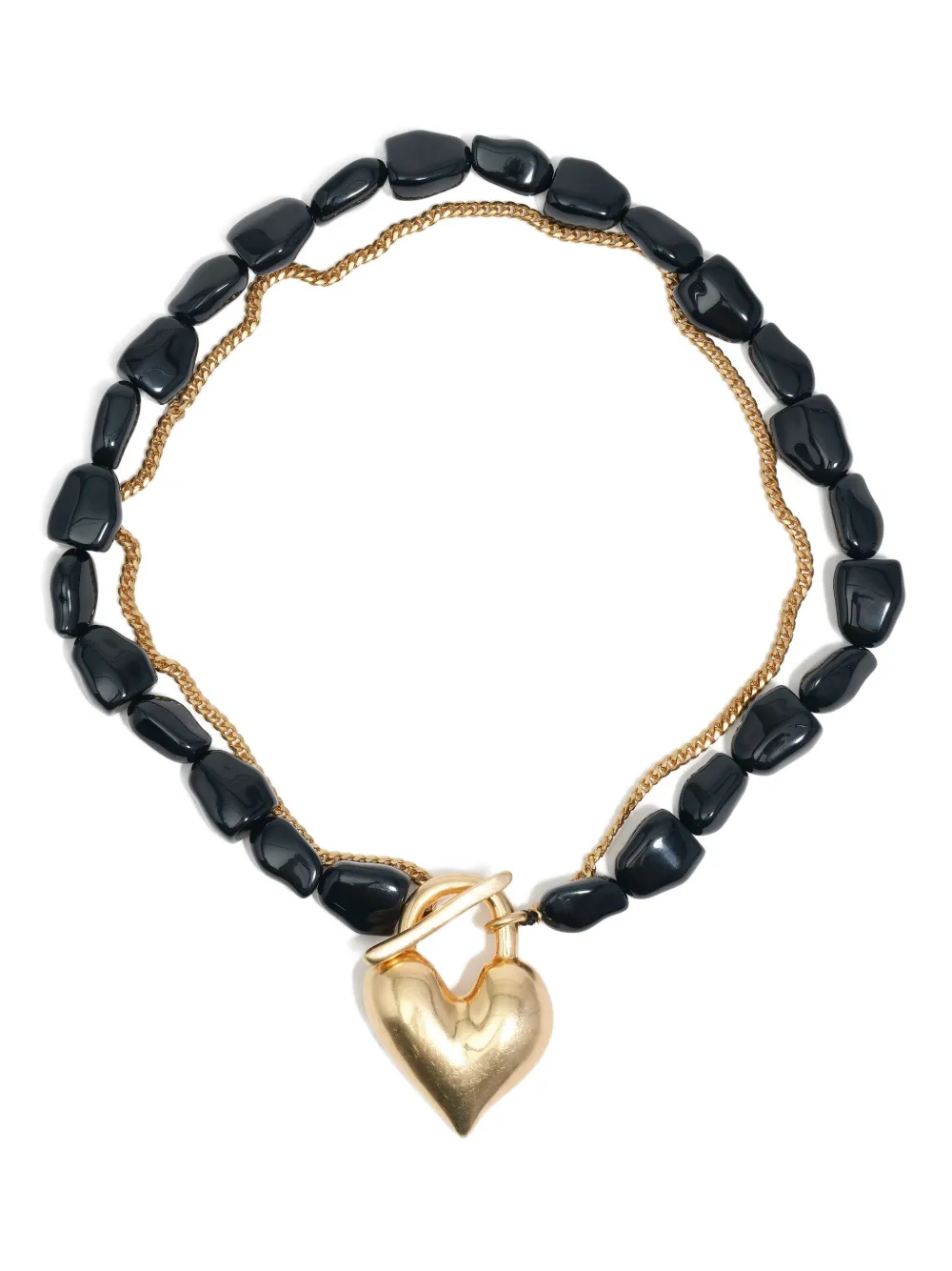 Bimba y Lola heart-pendant beaded necklace | Gold | Image 1