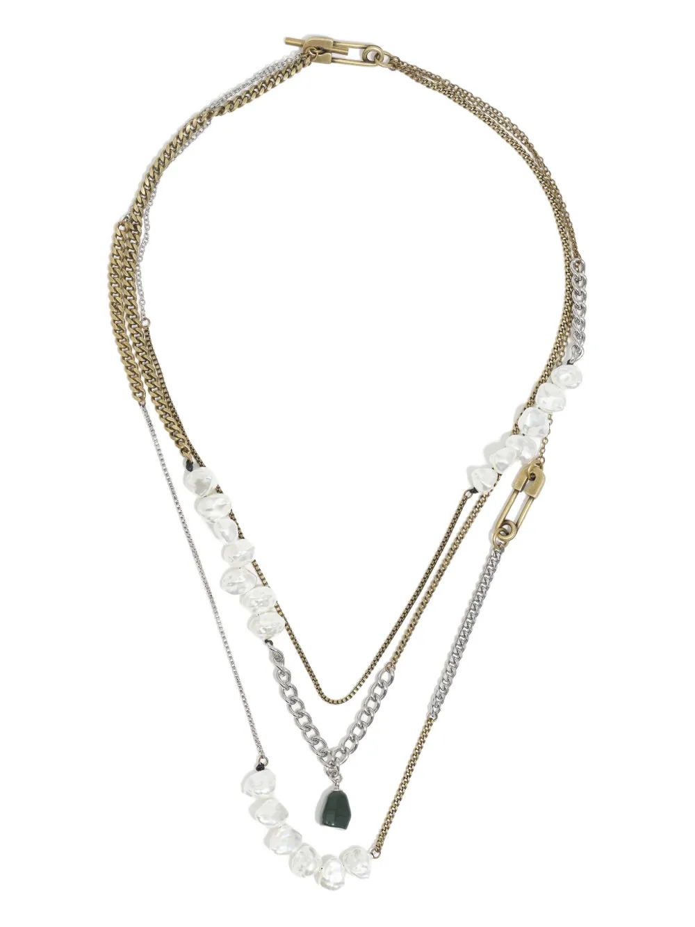 Bimba y Lola safety pin chain necklace | Silver | Image 1