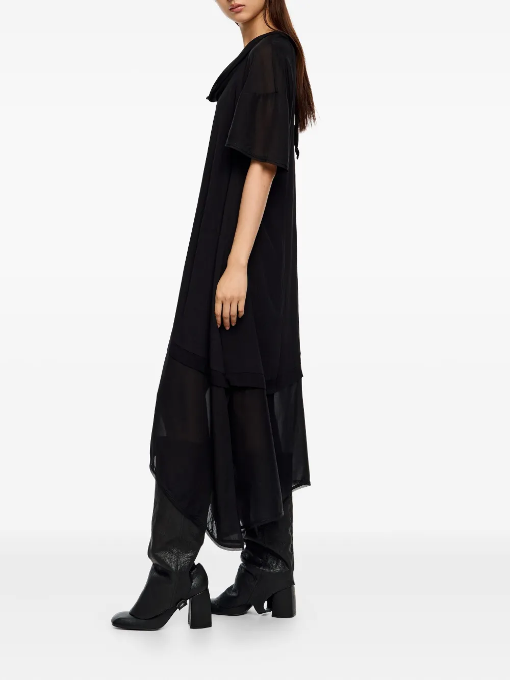 Bimba Y Lola Tie-detail Midi Dress In Black