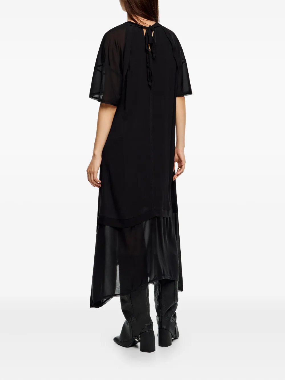 Bimba Y Lola Tie-detail Midi Dress In Black