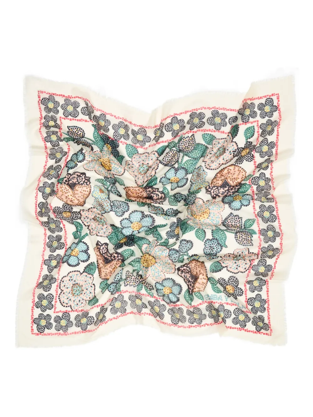 Bimba y Lola Sjaal met mozaïek- en bloemenprint - Beige