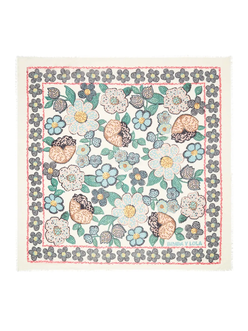 Bimba Y Lola Mosaic-floral Scarf In Multi