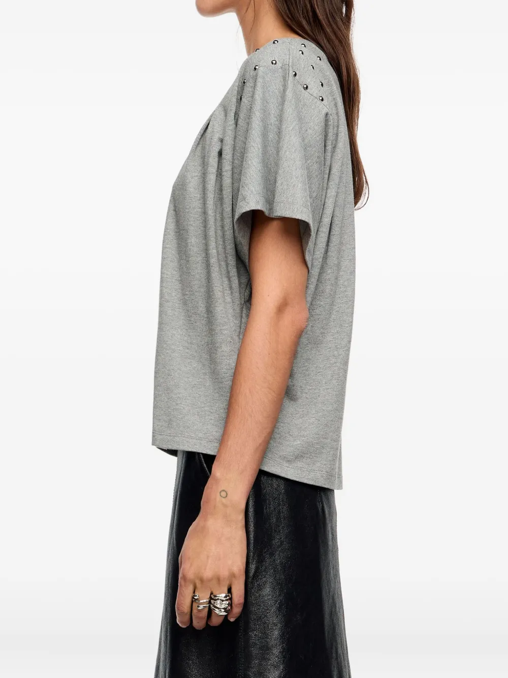 Bimba Y Lola Shoulder Studs T-shirt In Gray
