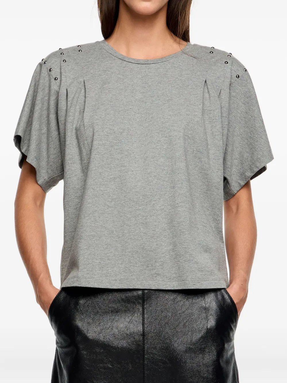 Bimba Y Lola Shoulder Studs T-shirt In Gray