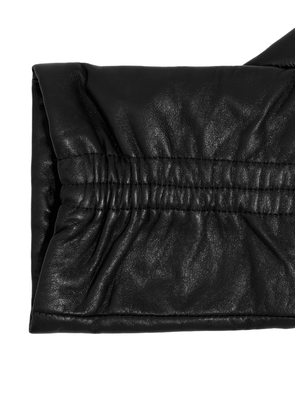 Bimba Y Lola Ruched Leather Gloves In Black