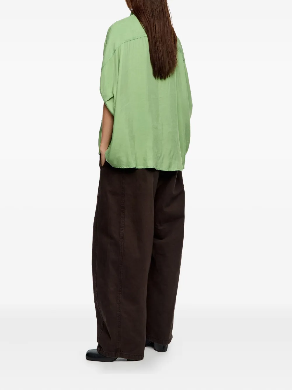 Bimba Y Lola Buttoned Cape Shirt In Green