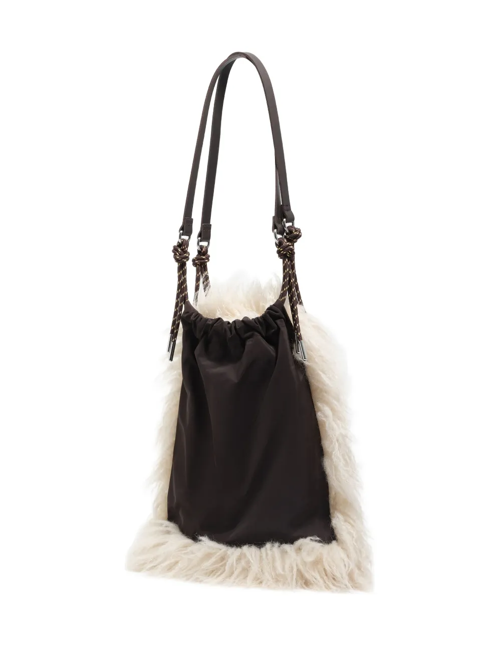 Bimba Y Lola Fur-texture Shoulder Bag In Neutral