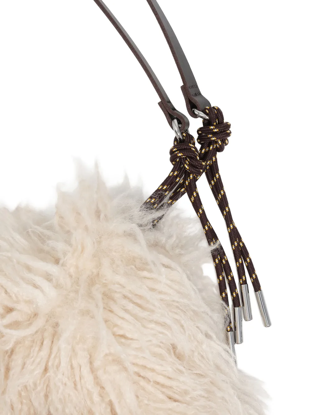 Bimba Y Lola Fur-texture Shoulder Bag In Neutral