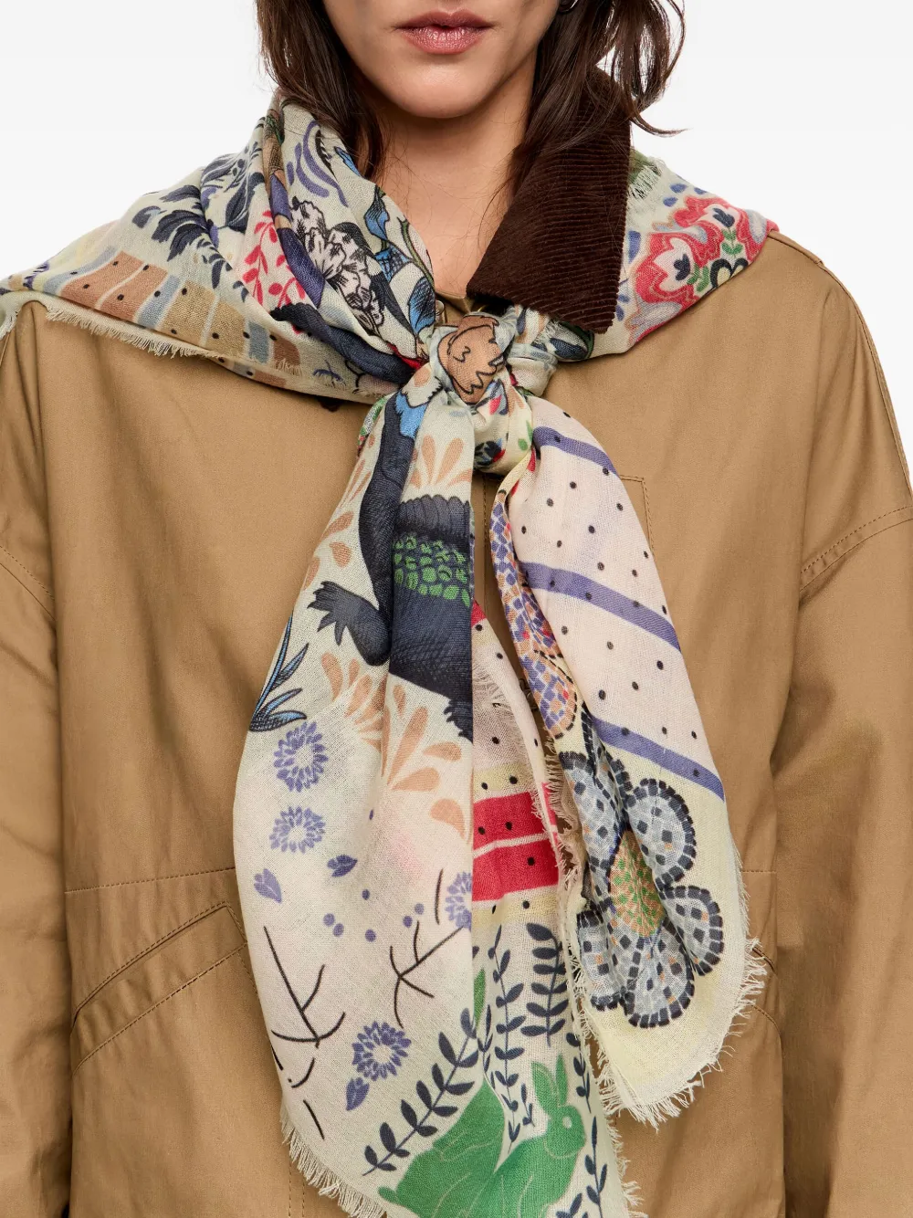 Bimba Y Lola Floral Wool Scarf In Multi