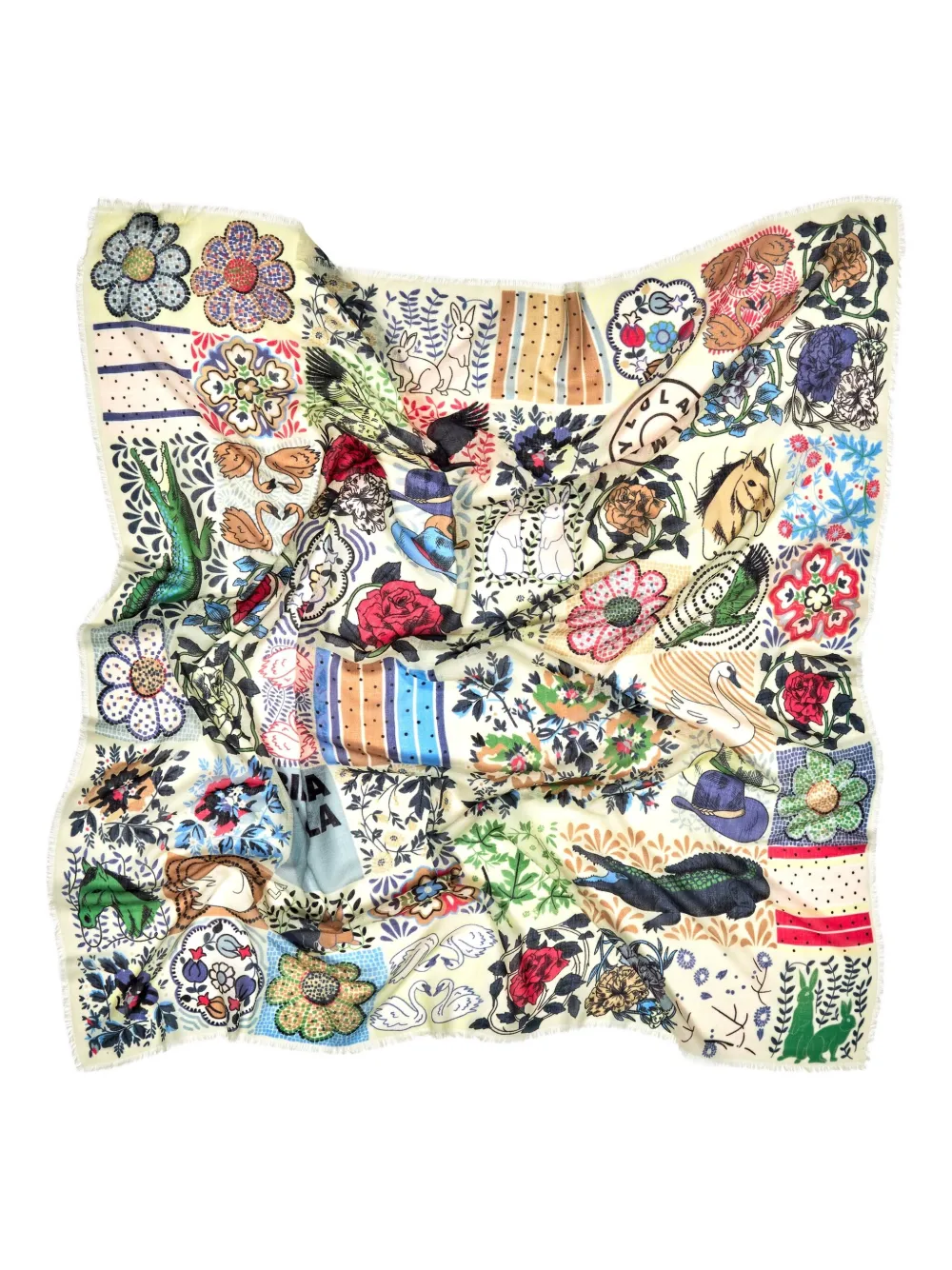 Bimba Y Lola Floral Wool Scarf In Multi