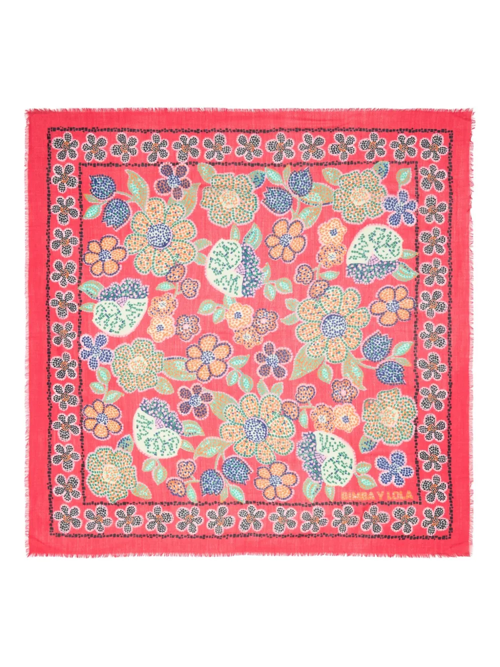 Bimba Y Lola Mosaic-floral Scarf In Red