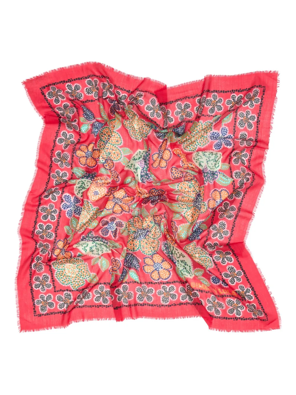 Bimba y Lola Sjaal met mozaïek- en bloemenprint - Rood