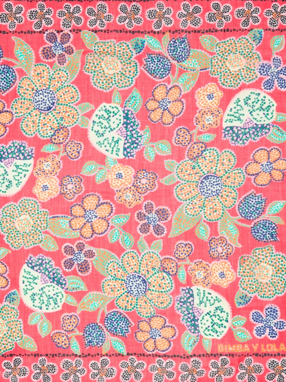Bimba Y Lola Mosaic-floral Scarf In Red