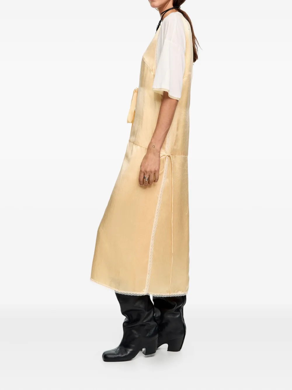 Bimba Y Lola Lace-trim T-shirt Dress In Neutral