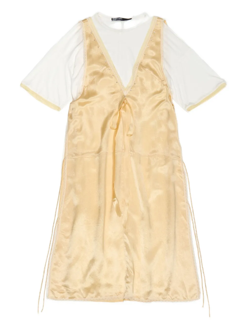 Bimba y Lola vestido estilo playera con ribete de encaje | neutro | Image 1