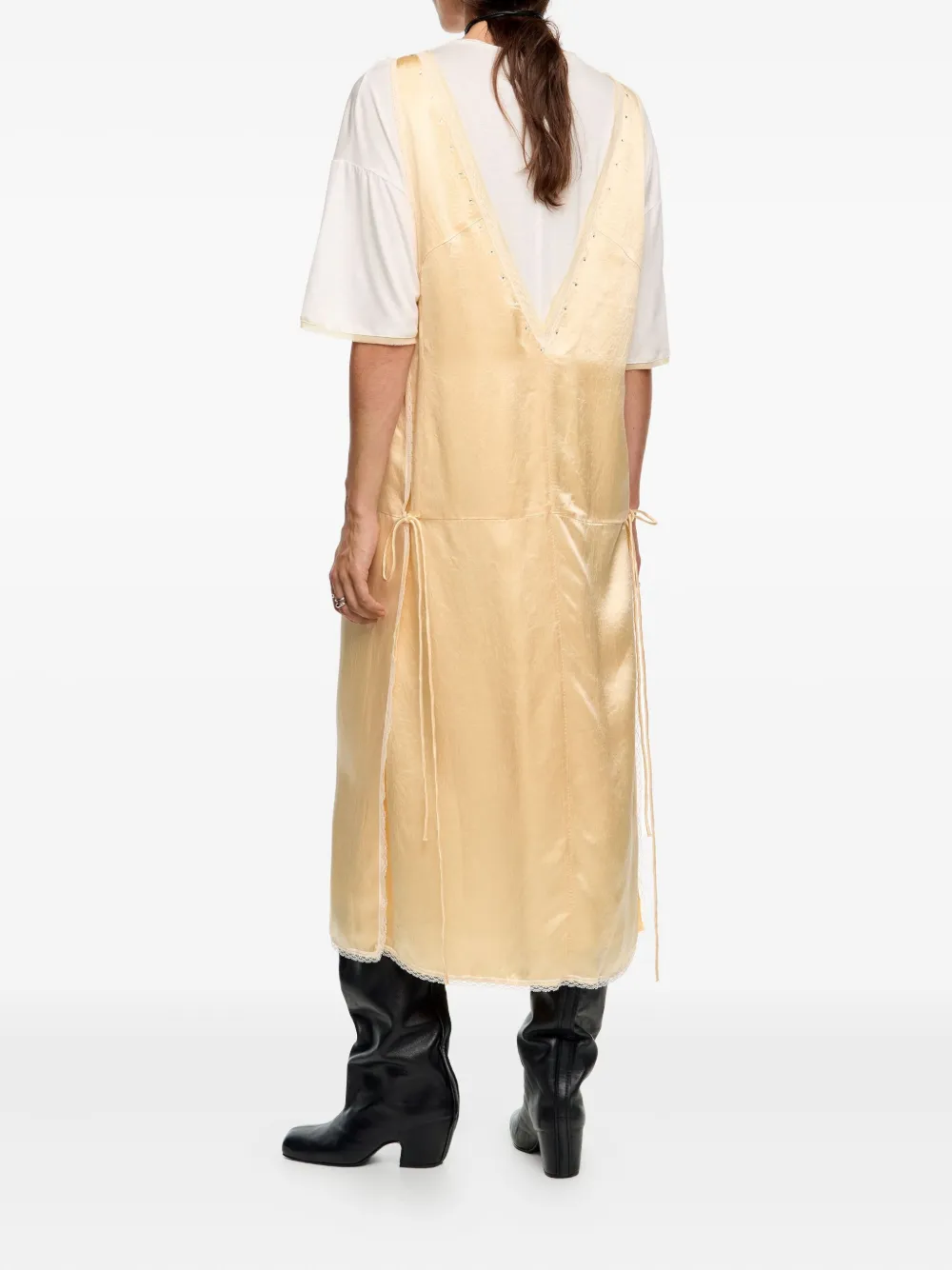 Bimba Y Lola Lace-trim T-shirt Dress In Neutral