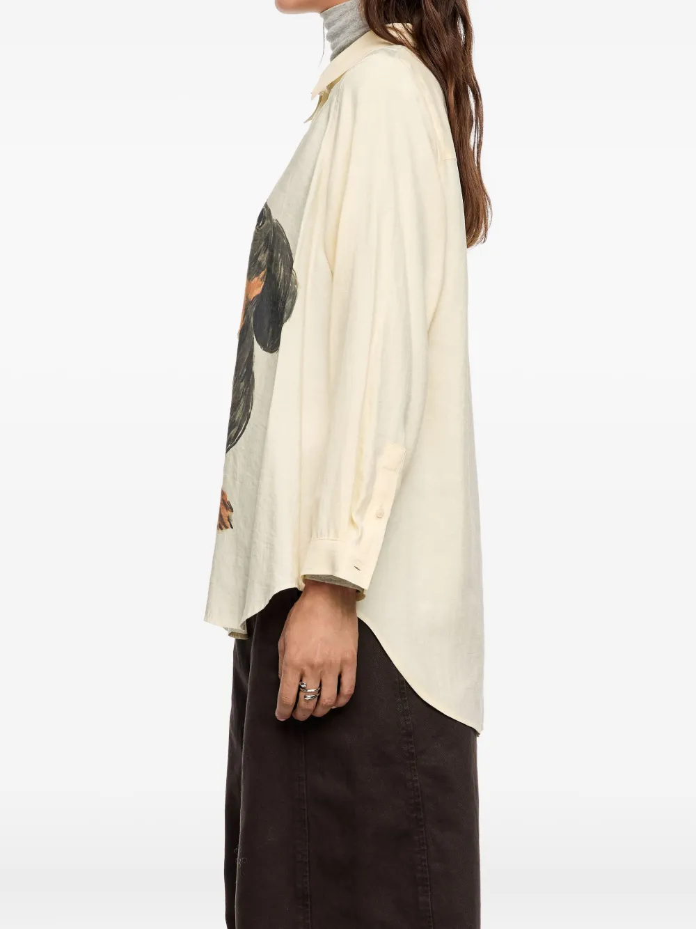 Bimba Y Lola Dog Print Buttoned Shirt In Neutral