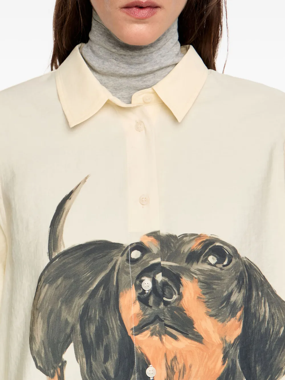 Bimba Y Lola Dog Print Buttoned Shirt In Neutral