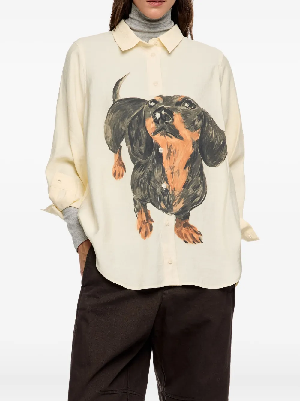 Bimba Y Lola Dog Print Buttoned Shirt In Neutral