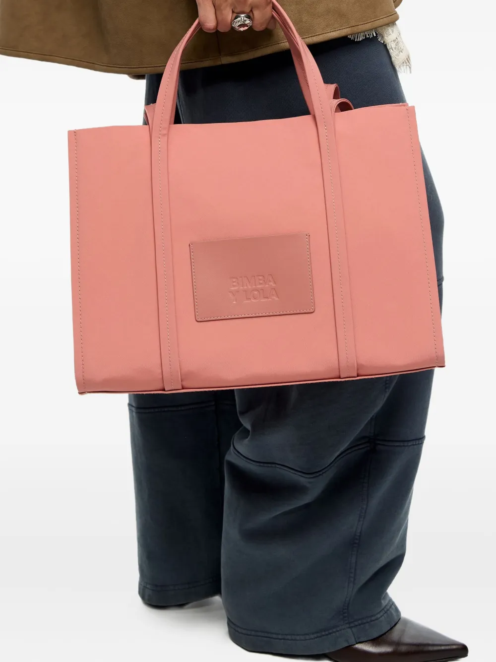 Bimba Y Lola Large Logo-patch Shopper Bag In Pink
