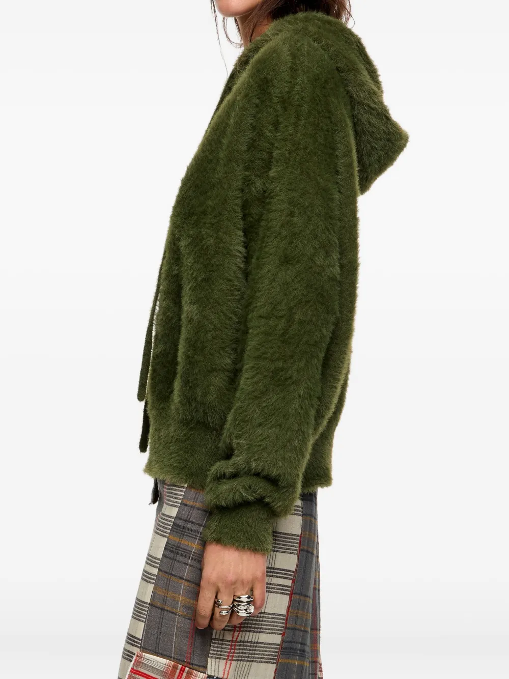 Bimba Y Lola Fur-texture Hoodie In Green