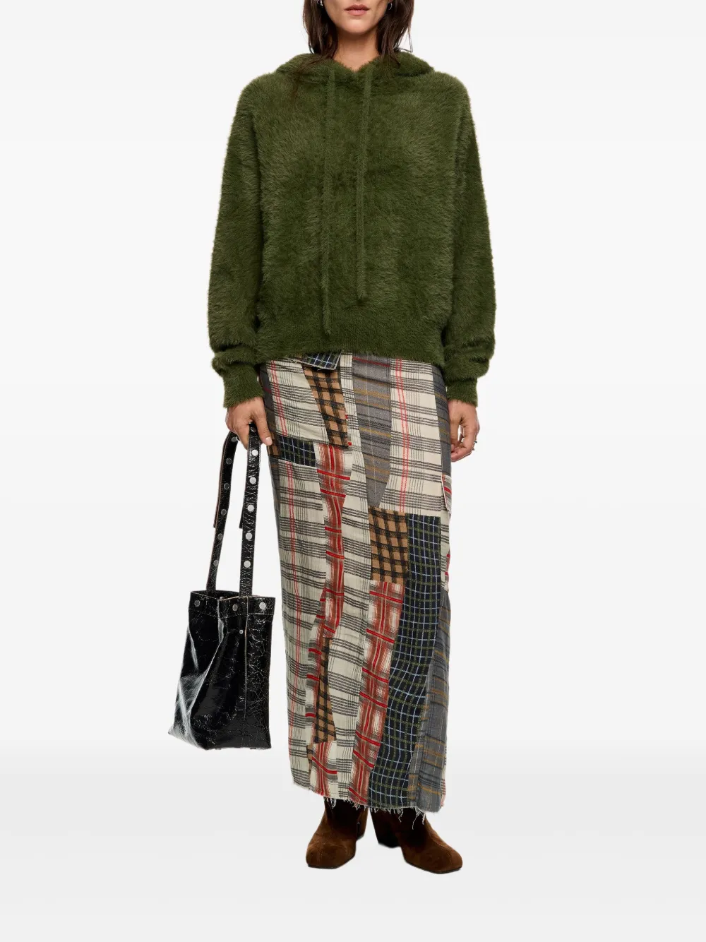 Bimba Y Lola Fur-texture Hoodie In Green