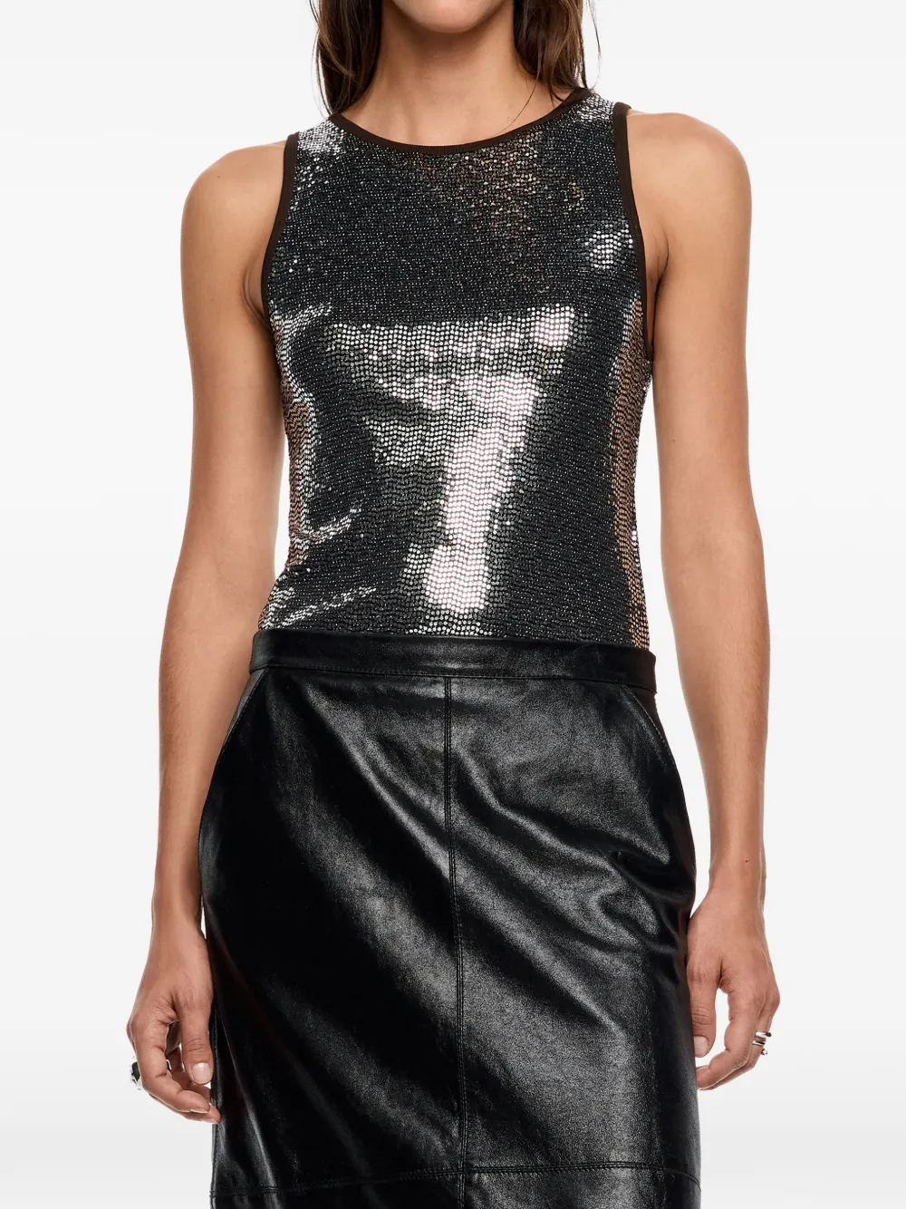 Bimba y Lola sequin sleeveless top | Silver | Image 1