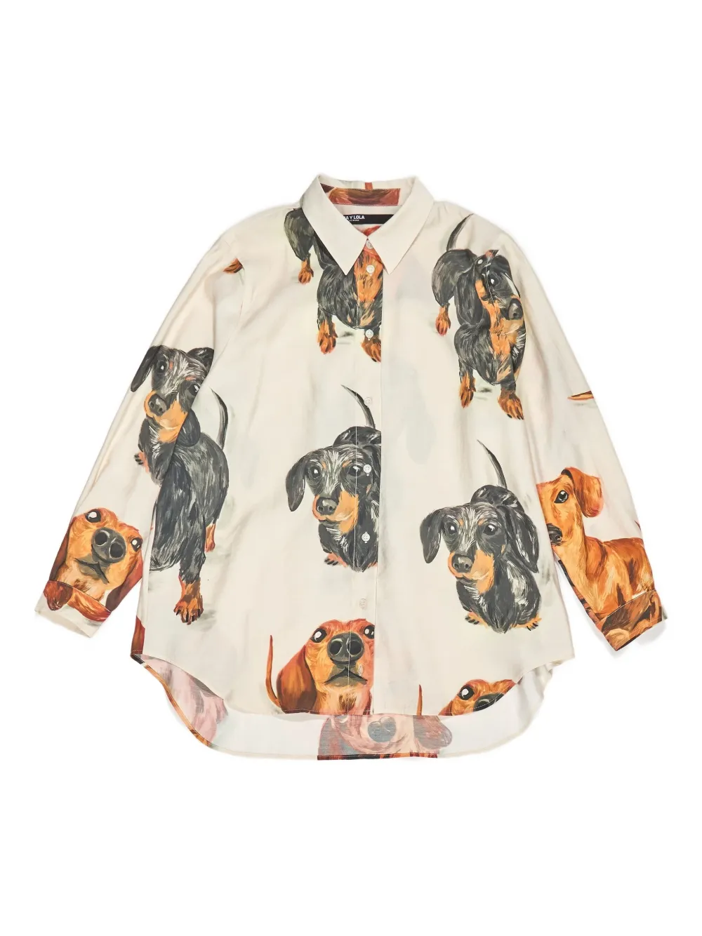 Bimba y Lola dog print collared top | Neutrals | Image 1