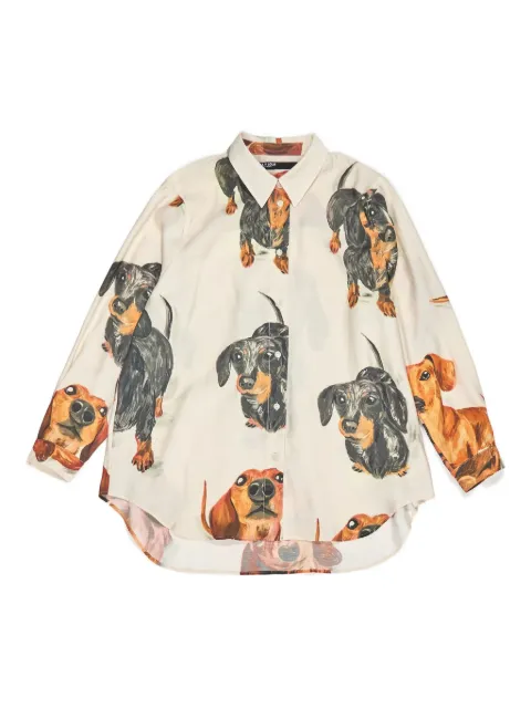 Bimba y Lola dog print collared top