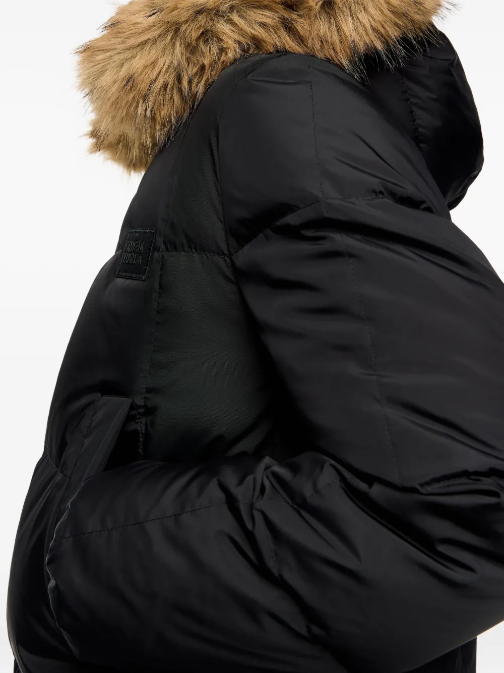 Bimba Y Lola Faux Fur Hooded Padded Coat In Multi