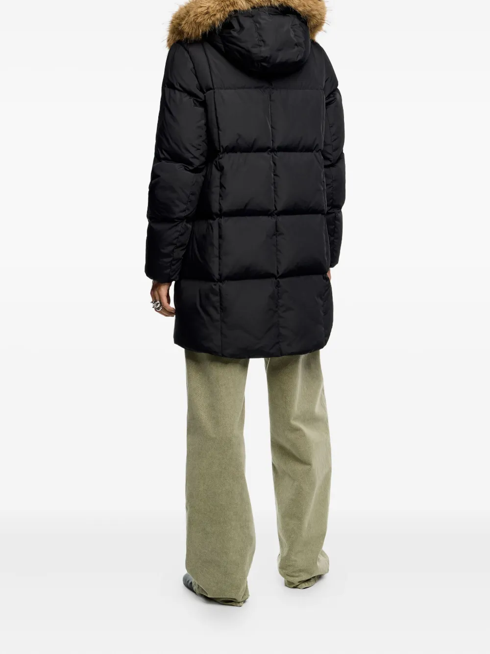 Bimba Y Lola Faux Fur Hooded Padded Coat In Multi