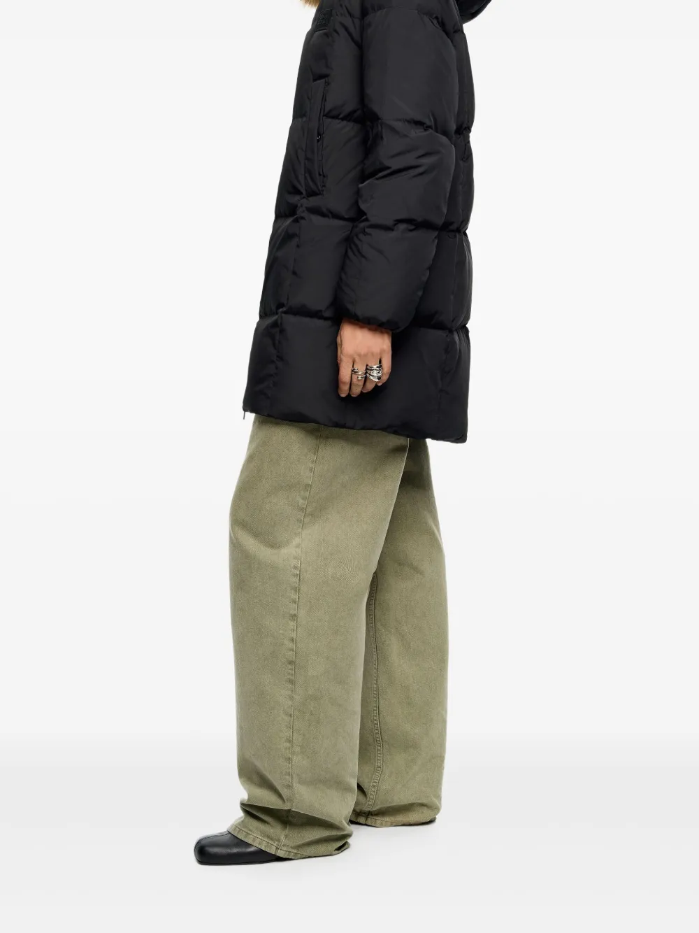 Bimba Y Lola Faux Fur Hooded Padded Coat In Multi