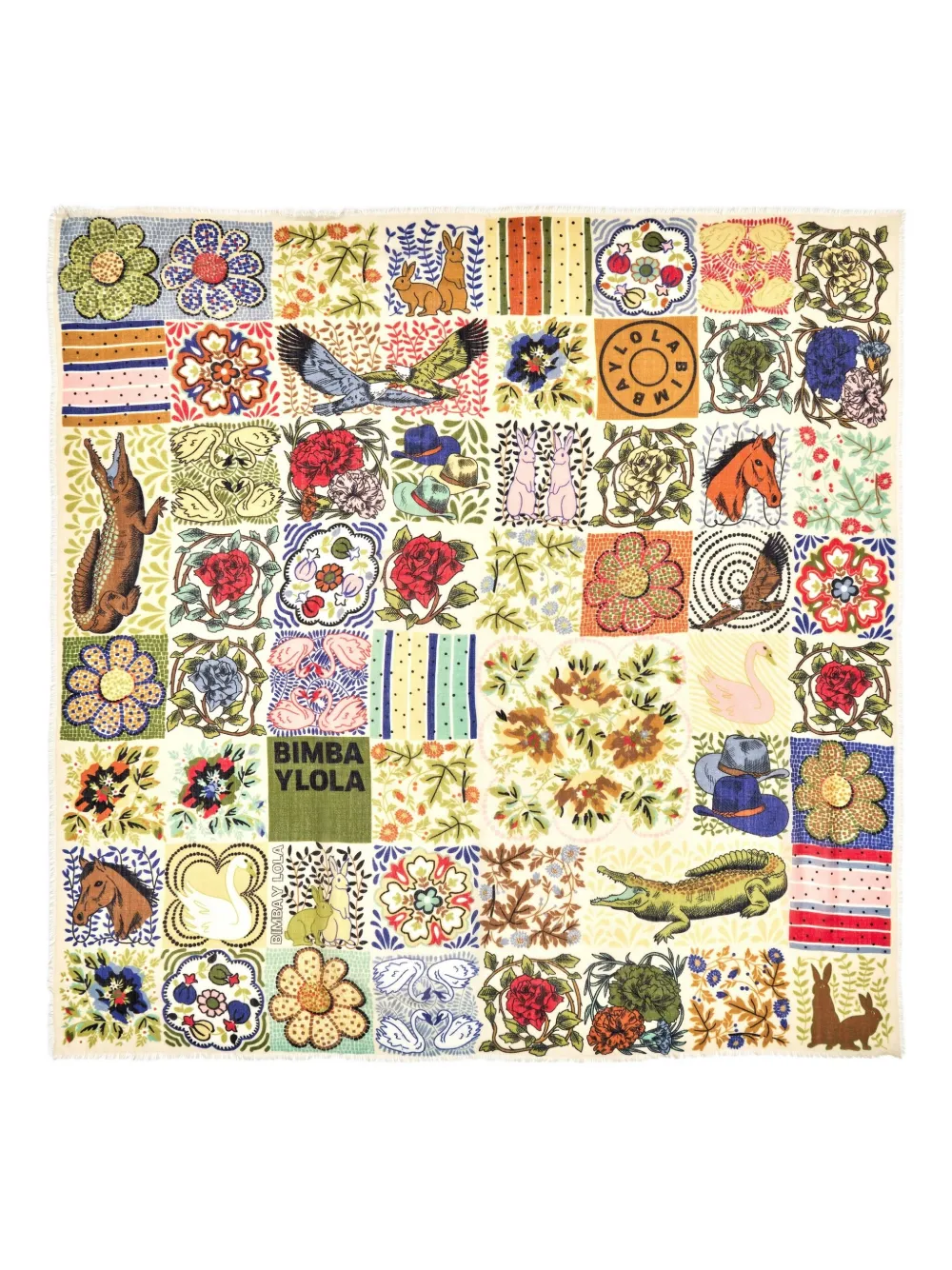 Bimba y Lola mosaic fringed scarf | Yellow | Image 1