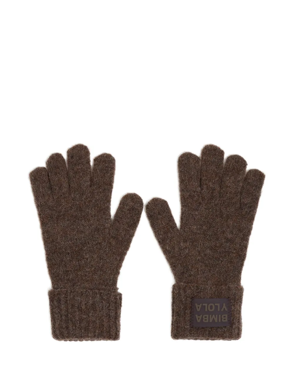 Bimba Y Lola Logo-patch Tie Gloves In Brown