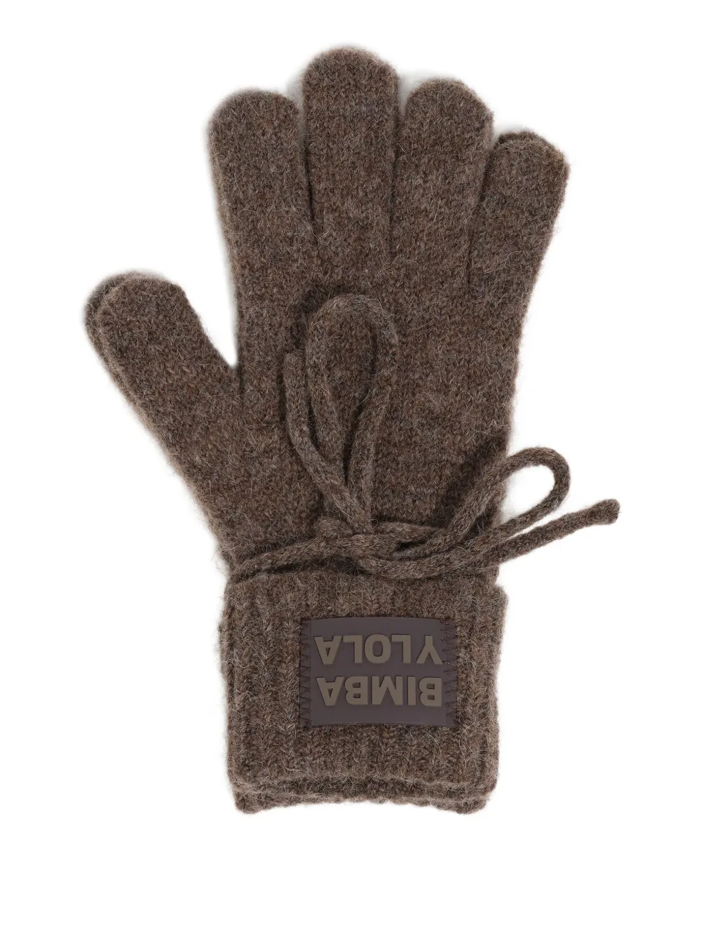 Bimba Y Lola Logo-patch Tie Gloves In Brown